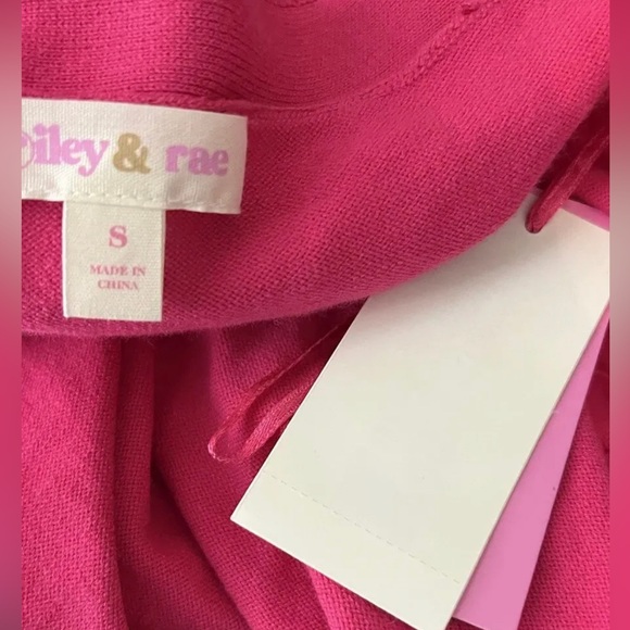 RILEY&RAE Womens Pink Stretch Ribbed Long Sleeve Button Up Sweater S Barbie - Picture 5 of 6